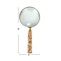 Hello Honey® 9" Brass Magnifying Glass with Mother of Pearl Handle