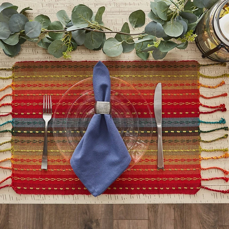 DII® Spice Tonal Stripe With Fringe Placemats, 6ct.