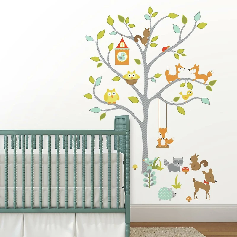 RoomMates Woodland Fox & Friends Tree Peel & Stick Wall Decals