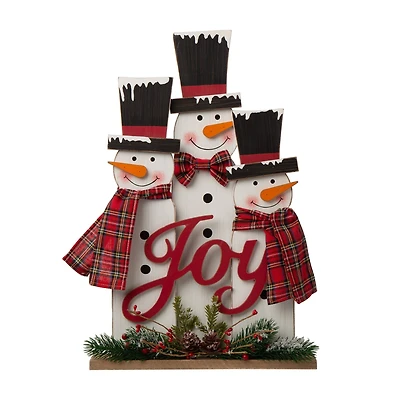 Glitzhome® 18" Wooden Snowman Family Décor Accent