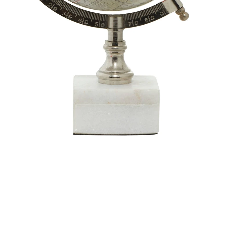 11" White Ceramic & Metal Contemporary Globe