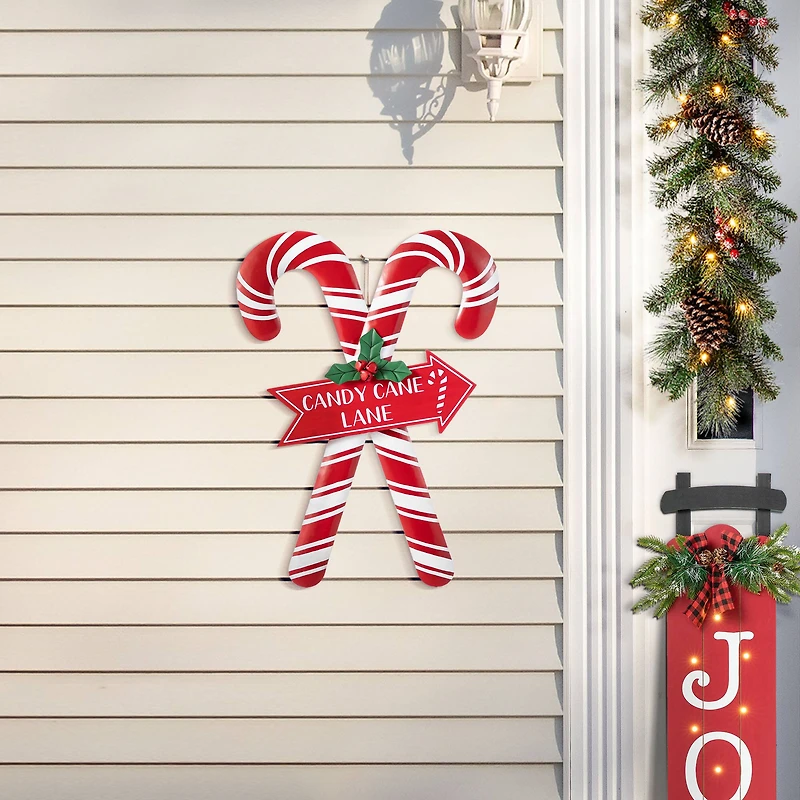 Glitzhome® 30" Metal Christmas Candy Cane Yard Stake