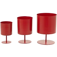 The Novogratz Red Metal Planter with Pedestal Base Set