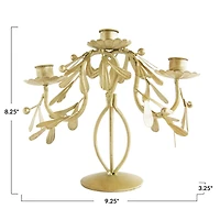 Hello Honey® 9.25" Distressed Pewter Finish Metal Candelabra with Leaves & Berries