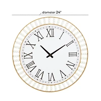 White Metal Contemporary Wall Clock, 24" x 24" x 2"