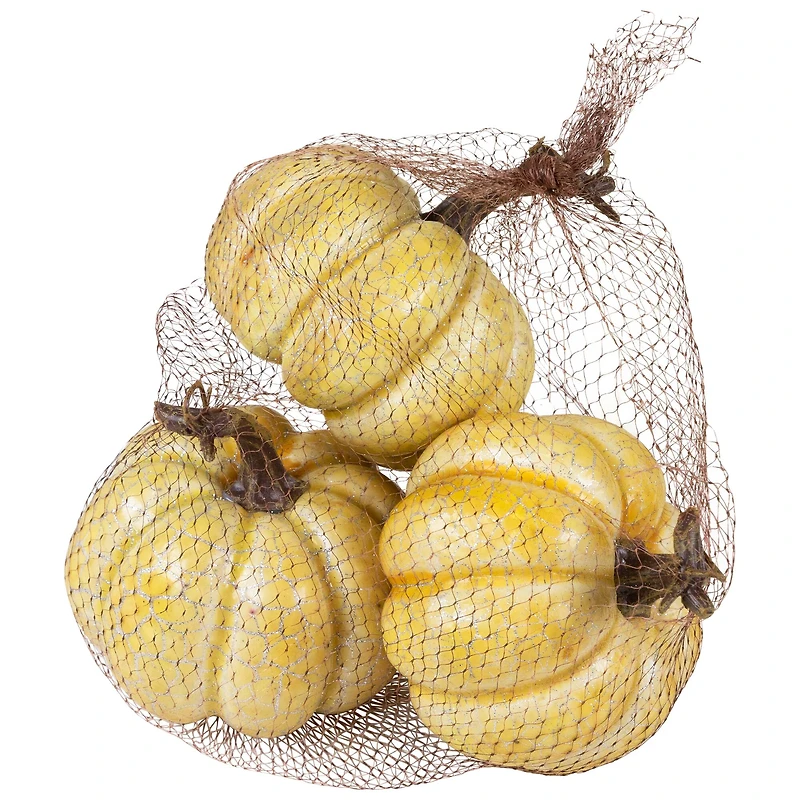 4" White Artificial Fall Harvest Pumpkins, 3ct.