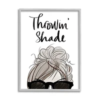 Stupell Industries Throwin' Shade Phrase Woman in Sunglasses in Gray Frame Wall Art