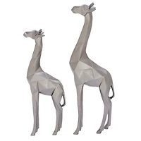 CosmoLiving by Cosmopolitan Silver Polystone Modern Giraffe Sculpture Set