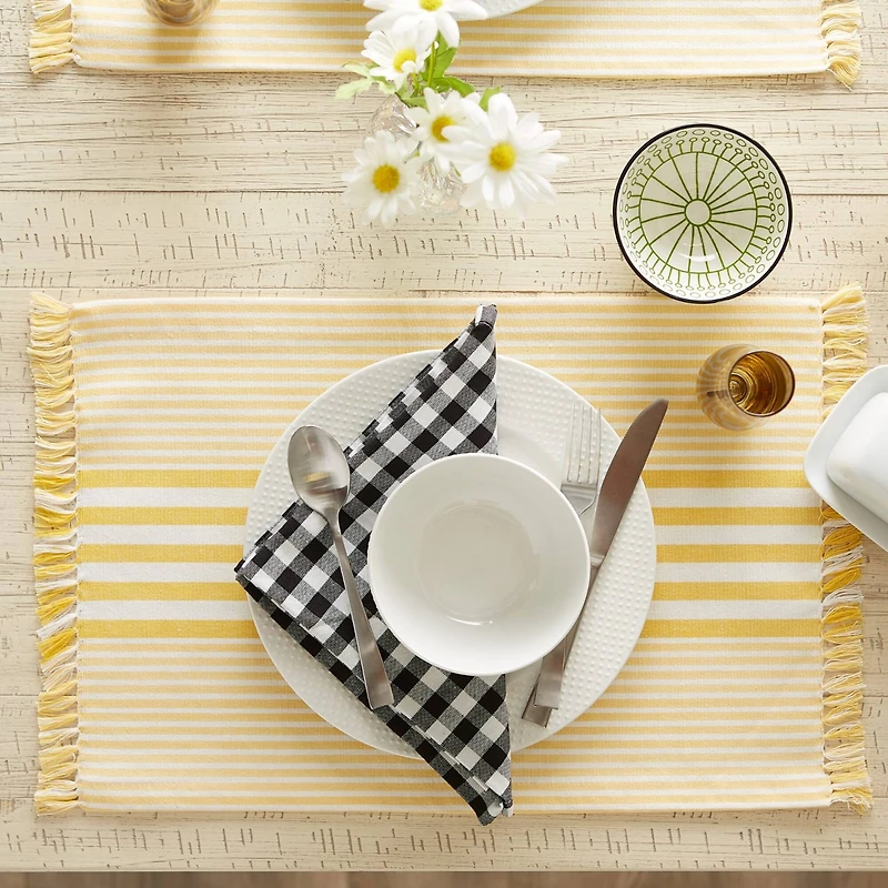 DII® Deep Yellow Stripes With Fringe Placemats, 6ct.