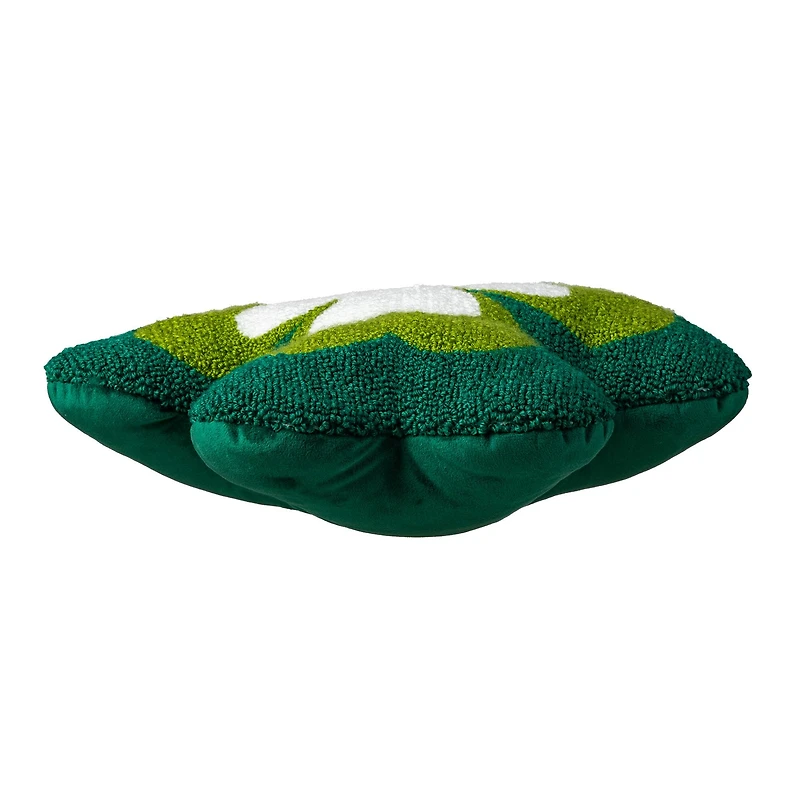 Glitzhome® 14" St. Patrick's Hooked Shamrock-Shaped Pillow