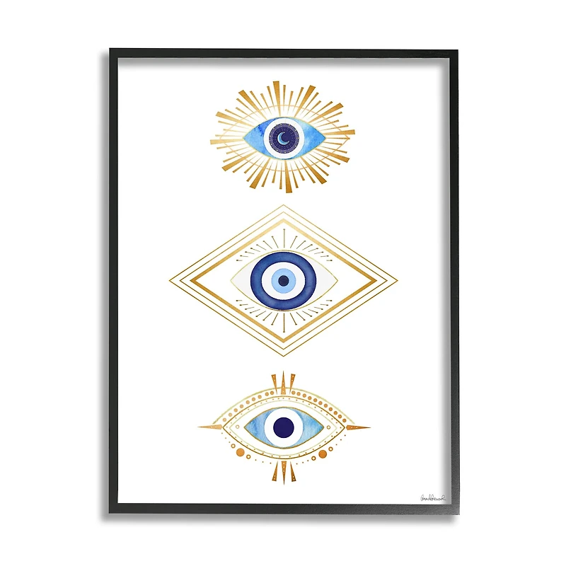 Stupell Industries Eye Of Providence Abstract Deco Arrangement Vivid Blue Framed Wall Art