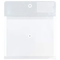 JAM Paper 12.75" x 10.5" Clear Plastic Button & String Tie Closure Envelopes, 12ct.
