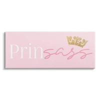 Stupell Industries Princess Sassy Girl Princess Pun Royal Crown Pink Canvas Wall Art