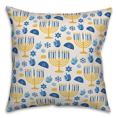 Hanukkah Pattern 18x18 Spun Poly Pillow