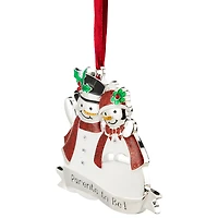 3.5" Silver-Plated SnowCouple Parents to Be Ornament with European Crystals