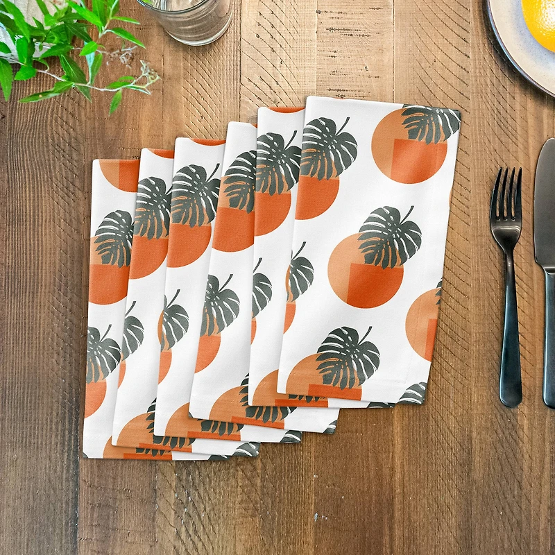 Sun and Palm Leafs 10" x 10" Cotton Twill Napkin