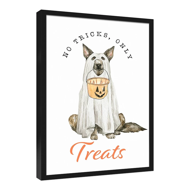 No Tricks Only Treats Black Framed Canvas Wall Art