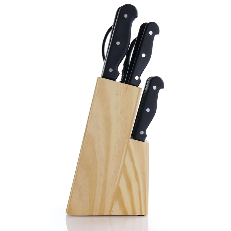 Gibson Home® Westover 13-Piece Black Stainless Steel Cutlery Set with Wood Storage Block