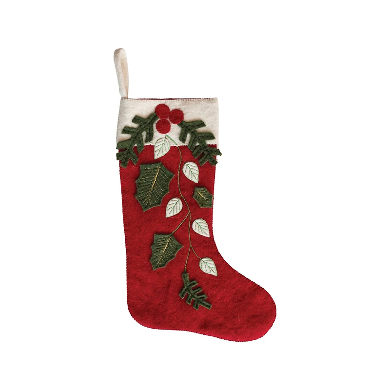 Hello Honey® 18.5" Holly Berry Elegance Wool Stocking