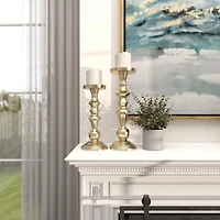 Gold Aluminum Candle Holder Set