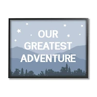 Stupell Industries Our Greatest Adventure Phrase Mountain Forest Starry Sky Framed Wall Art
