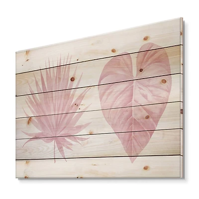 Designart - Tropical Pink Watercolour Leaves II