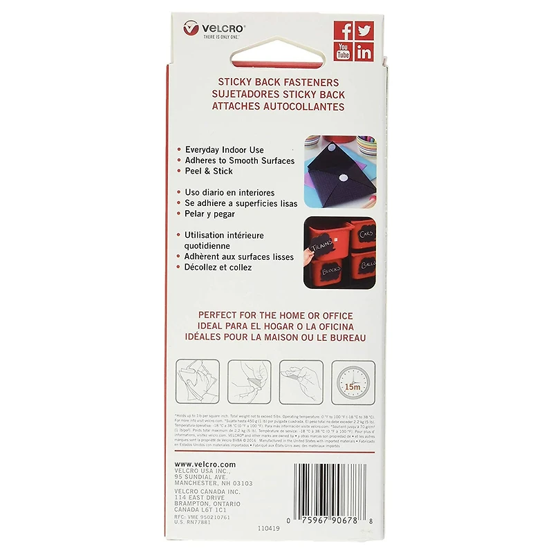 8 Pack: VELCRO® Brand Sticky Back White Tape, 5ft.