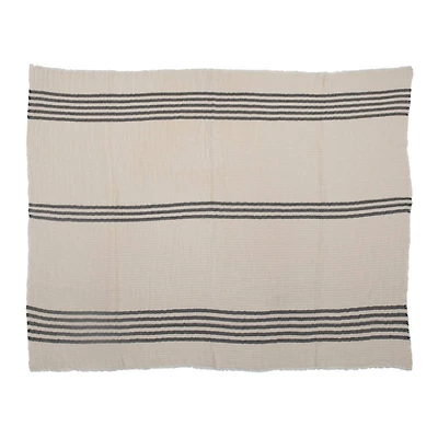 Hello Honey® Coastal Black and White Stripe Throw Blanket and Frayed Edges