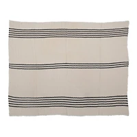 Hello Honey® Coastal Black and White Stripe Throw Blanket and Frayed Edges