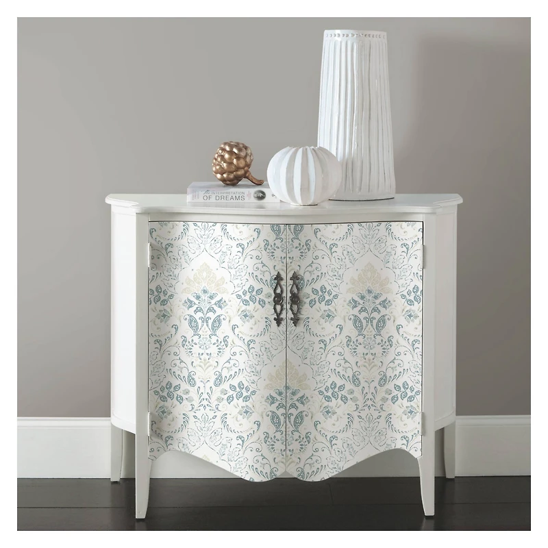 RoomMates White & Blue Persian Damask Peel & Stick Wallpaper
