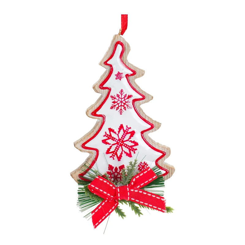 6 Pack Red & White Christmas Icon Ornaments