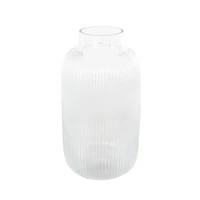 14" Clear Glass Ribbed Decorative Vase