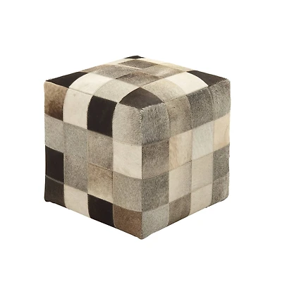 Multi Colored Wood Contemporary Ottoman, 16" x 16" x 16"