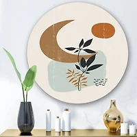 Designart - Abstract Sun & Moon With Minimal Plants