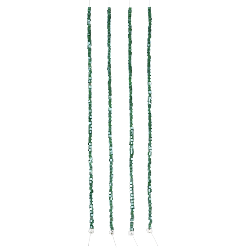 Green Cube Glass Beads, 2.5mm by Bead Landing™