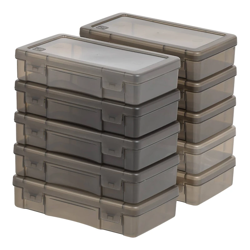 IRIS® Small Translucent Gray Snap-Tight Lid Supply Organizers, 10ct.