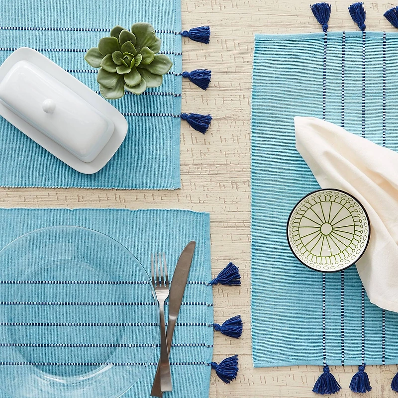DII® Thera Stripe Blue Placemats, 6ct.