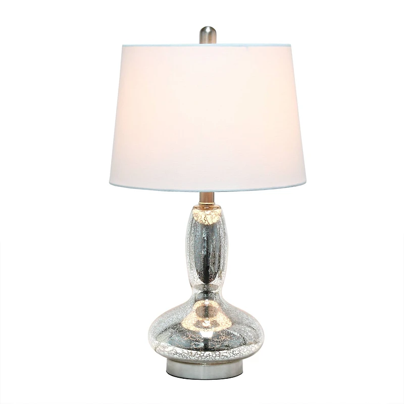 Lalia Home 23.5" Glass Dollop Table Lamp with White Fabric Shade