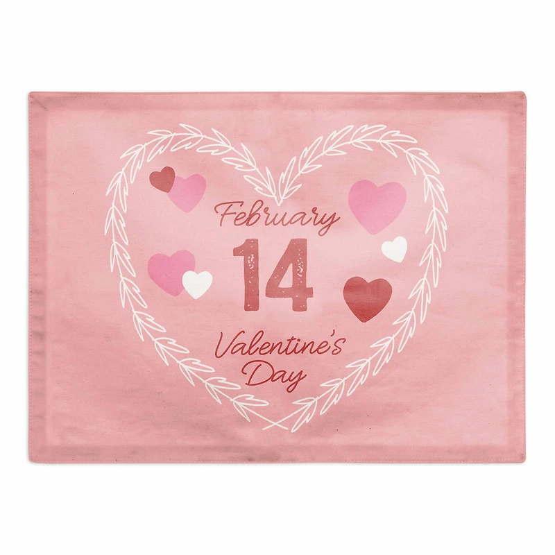 Valentine's Day Calendar Wreath Poly Twill Placemat