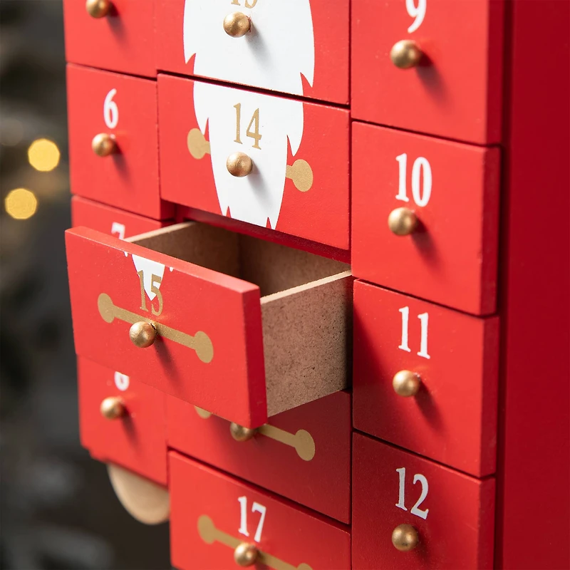 Glitzhome® 17.25'' Wooden Christmas Nutcracker Countdown Calendar Décor with Drawer