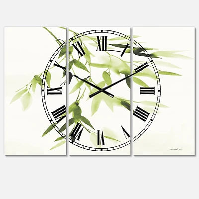 Designart 'Simplist Bamboo Leaves I Lake House Multipanel Wall Clock