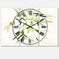 Designart 'Simplist Bamboo Leaves I Lake House Multipanel Wall Clock