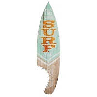 Big Kahuna Surf Club Shark Bite Wood Surfboard Plaque Wall Sign - 60"x15"