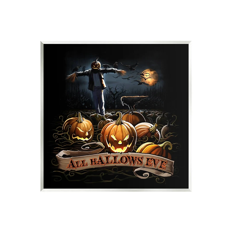 Stupell Industries All Hallows Eve Scary Jack-o-Lantern Night Wall Plaque Art