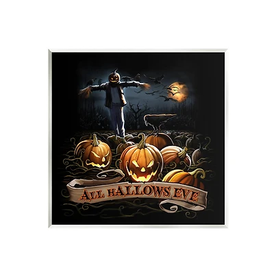 Stupell Industries All Hallows Eve Scary Jack-o-Lantern Night Wall Plaque Art