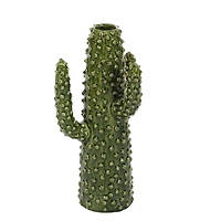 Green Ceramic Eclectic Vase, 12" x 5" x 6"