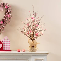Glitzhome® 20" Lighted Valentine's Pink Berry Heart Table Tree