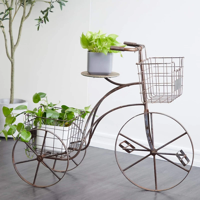 Brown Metal Farmhouse Plantstands, 33" x 41" x 13"