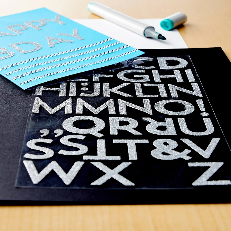 12 Packs: 86 ct. (1,032 total) Silver Glitter Block Alphabet Stickers by Recollections™
