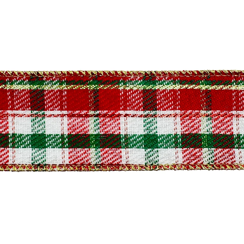 1.5" x 30ft. Red & Green Plaid Wired Ribbon by Celebrate It®